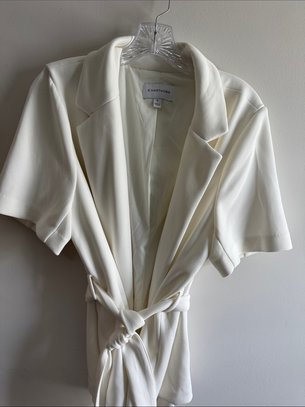 41 Hawthorn Cream Short-Sleeve Tie-Waist Blazer